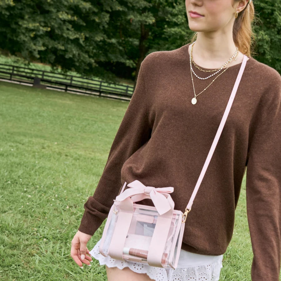 Clear Jelly Stadium Tote Bag - Ballet Pink Bow