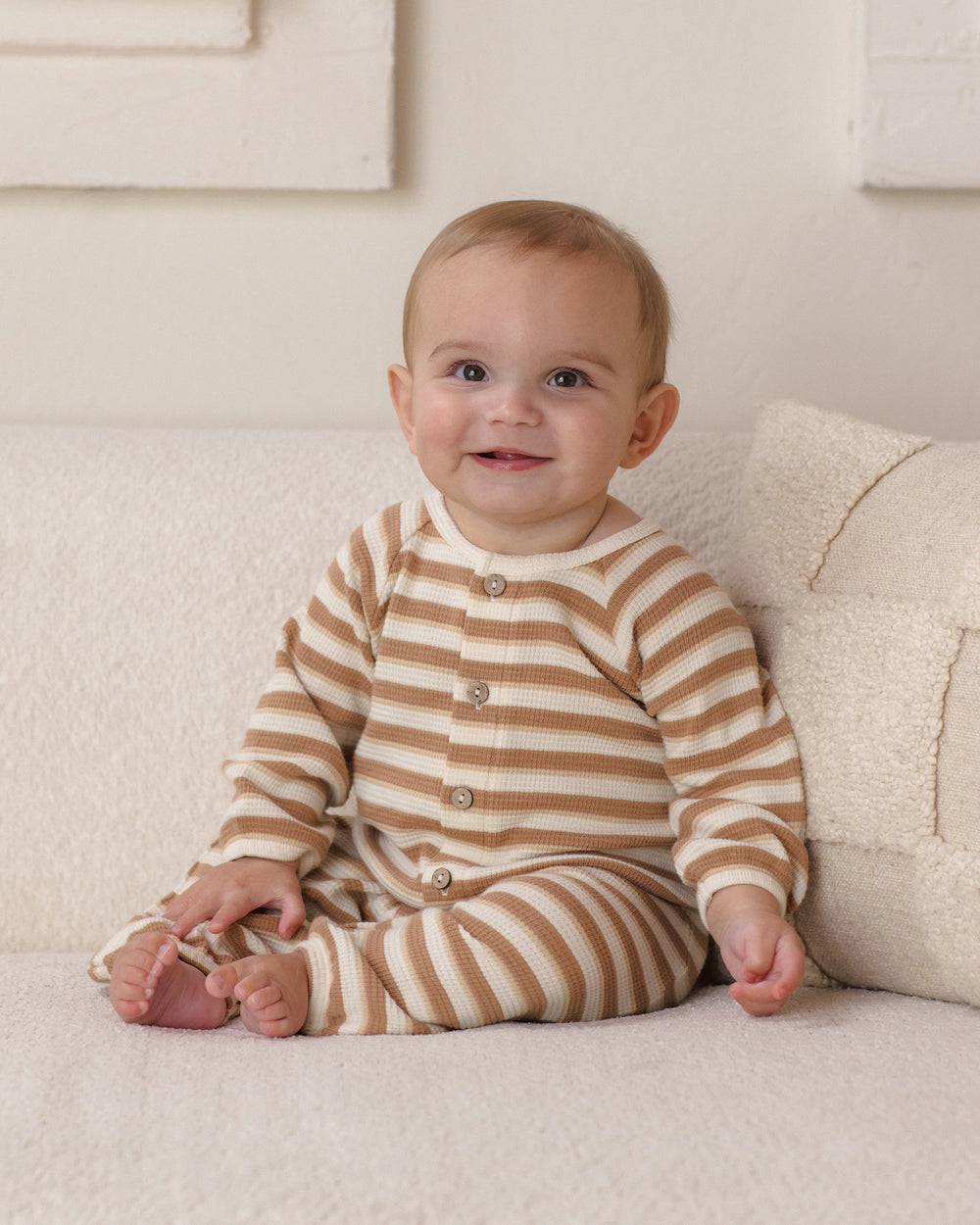 Quincy Mae - Spice Stripe Waffle Jumpsuit