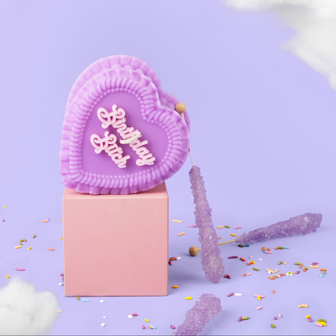 Birthday Bitch Heart Cake Candle