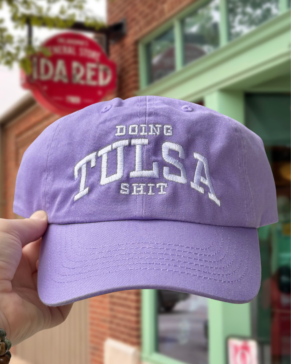 Doing Tulsa Shit Dad Hat Lavender/White