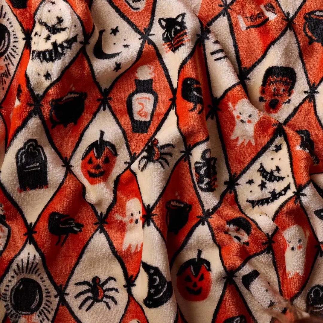 Halloween Argyle Fleece Blanket
