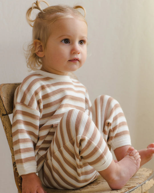 Quincy Mae - Spice Stripe Waffle Slouch Set