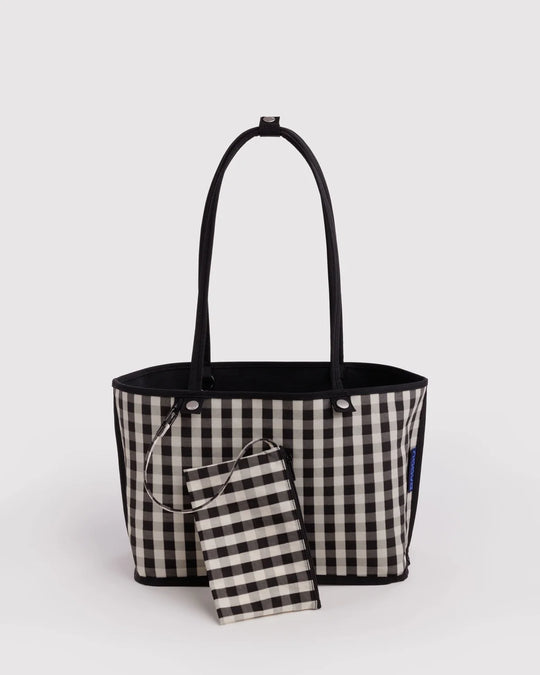 Baggu Medium Nylon Crescent Bag - Black and Cream Gingham