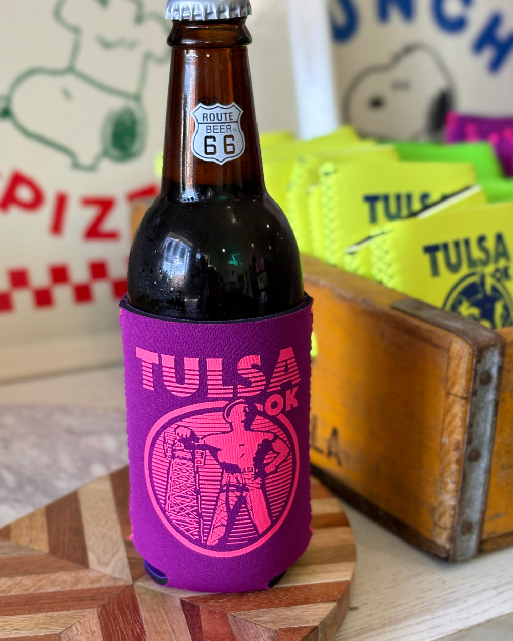 Tulsa Driller Koozie Purple/Pink