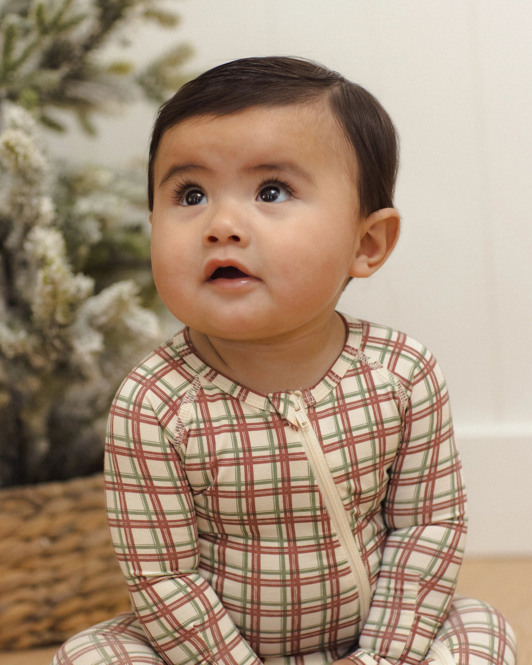 Quincy Mae - Redwood Check Bamboo Zip Footie