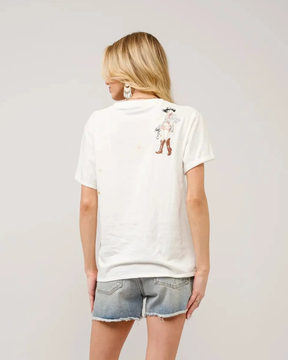 Western Motif Embroidered Graphic Tshirt