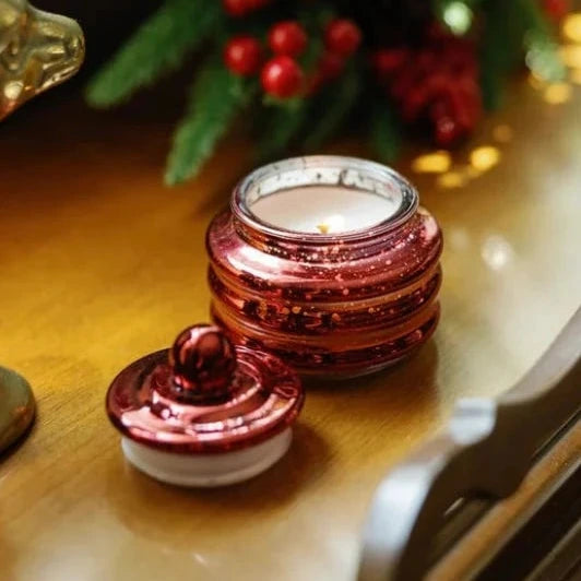 Winter Berry Beam Red Mercury Glass Candle 3oz