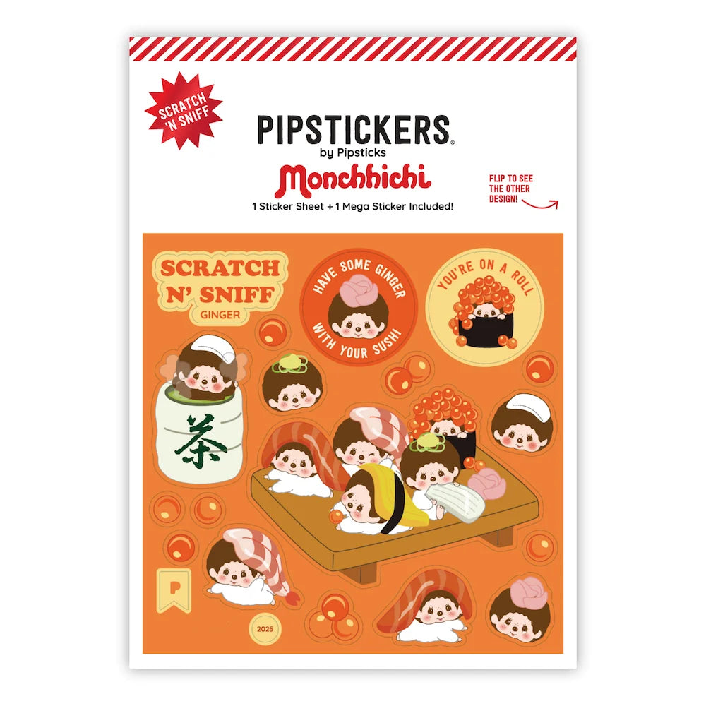 Monchhichi Sushi Scratch 'n Sniff Sticker and Mega Sticker