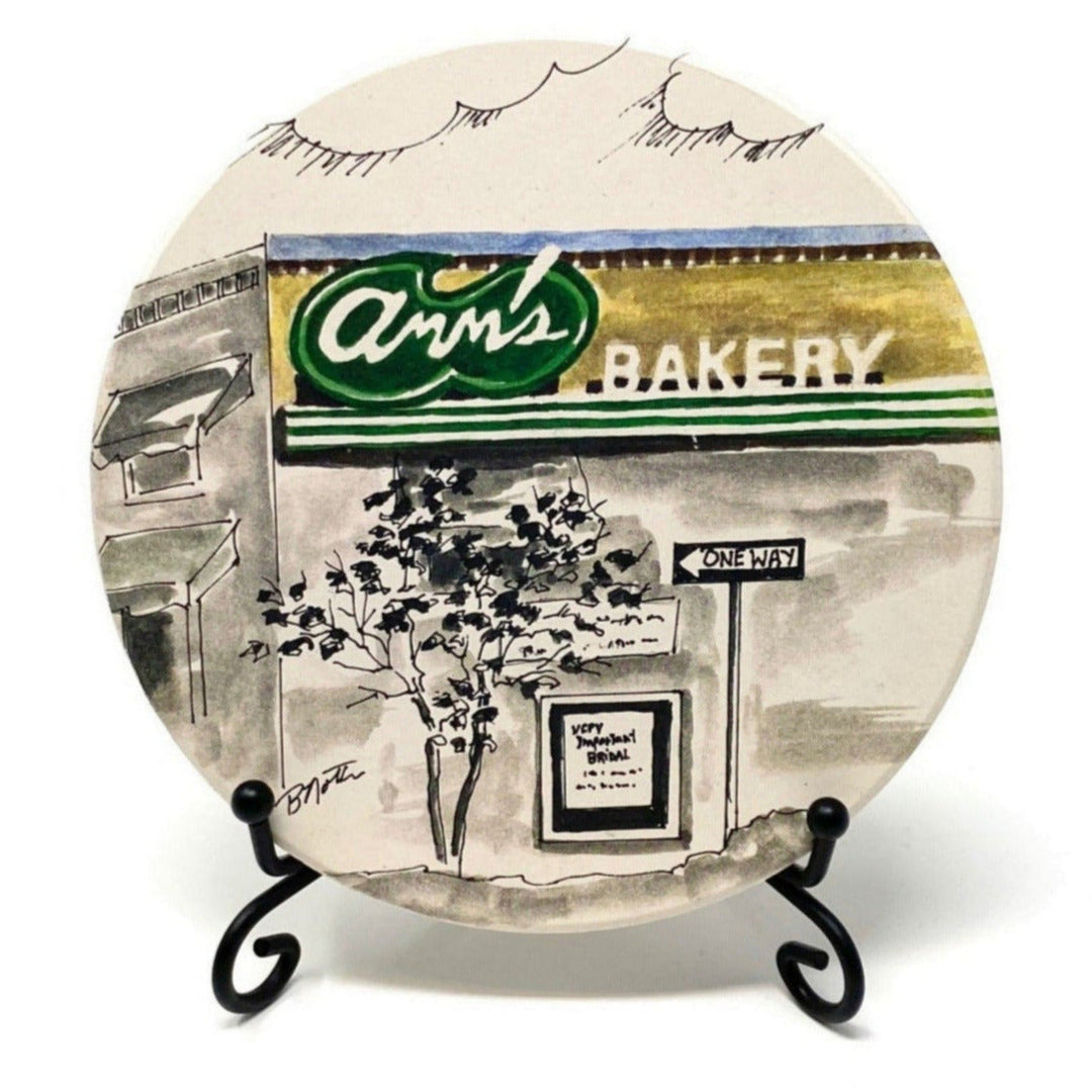 Coaster featuring Ann’s Bakery in Tulsa, Oklahoma with vintage-inspired artwork
