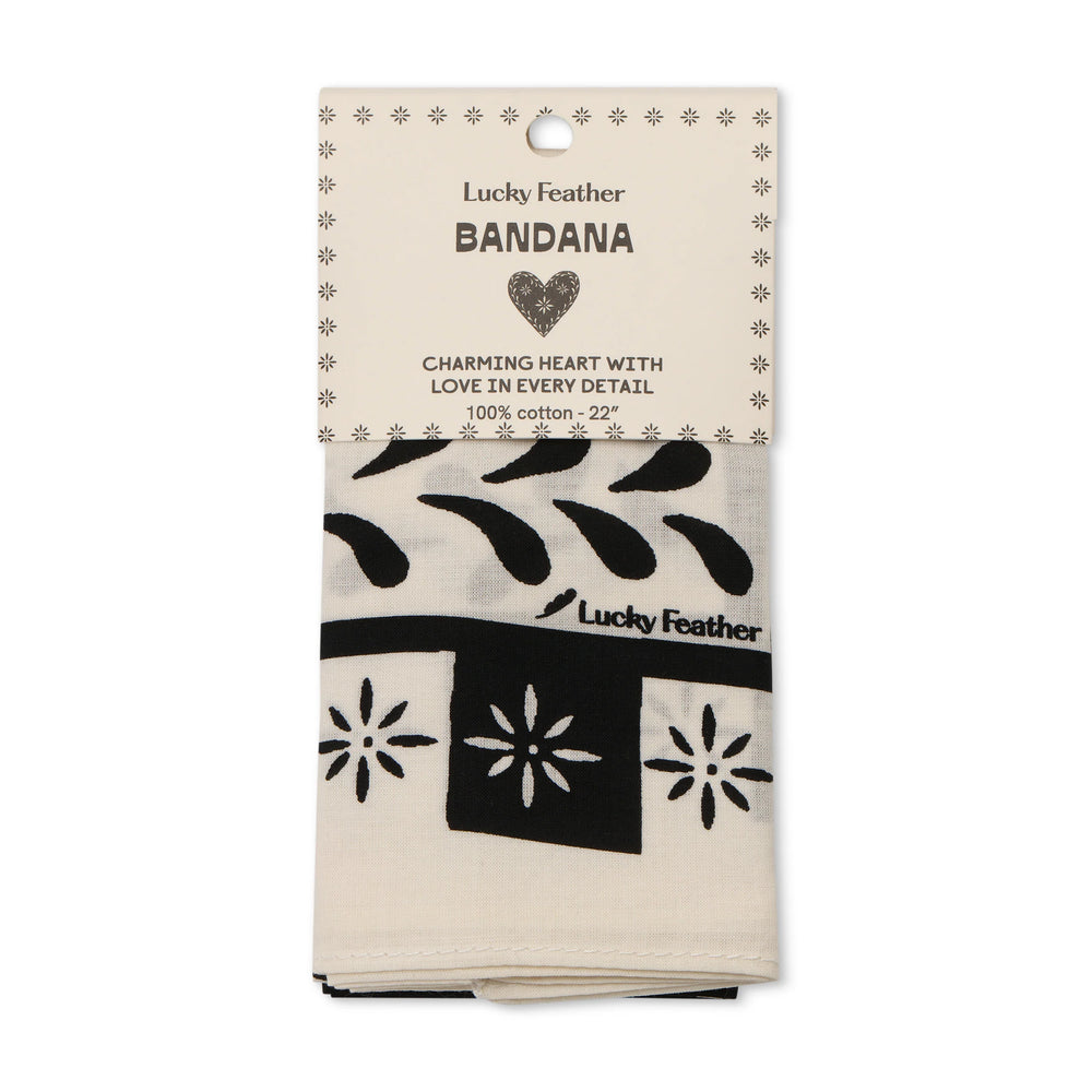 Happiness Bandana - Love - Black & White Heart