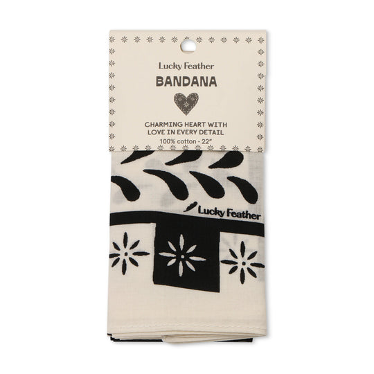 Happiness Bandana - Love - Black & White Heart