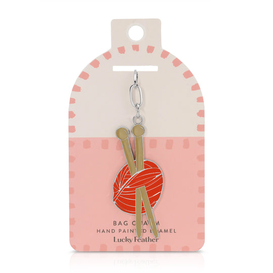 Knitting Enamel Bag Charm