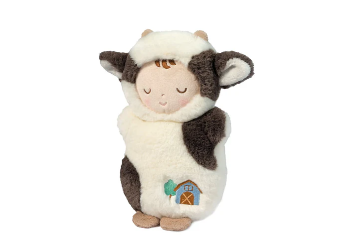 Baby Cow Mini Hug stuffed animal by Douglas baby in cow blanket