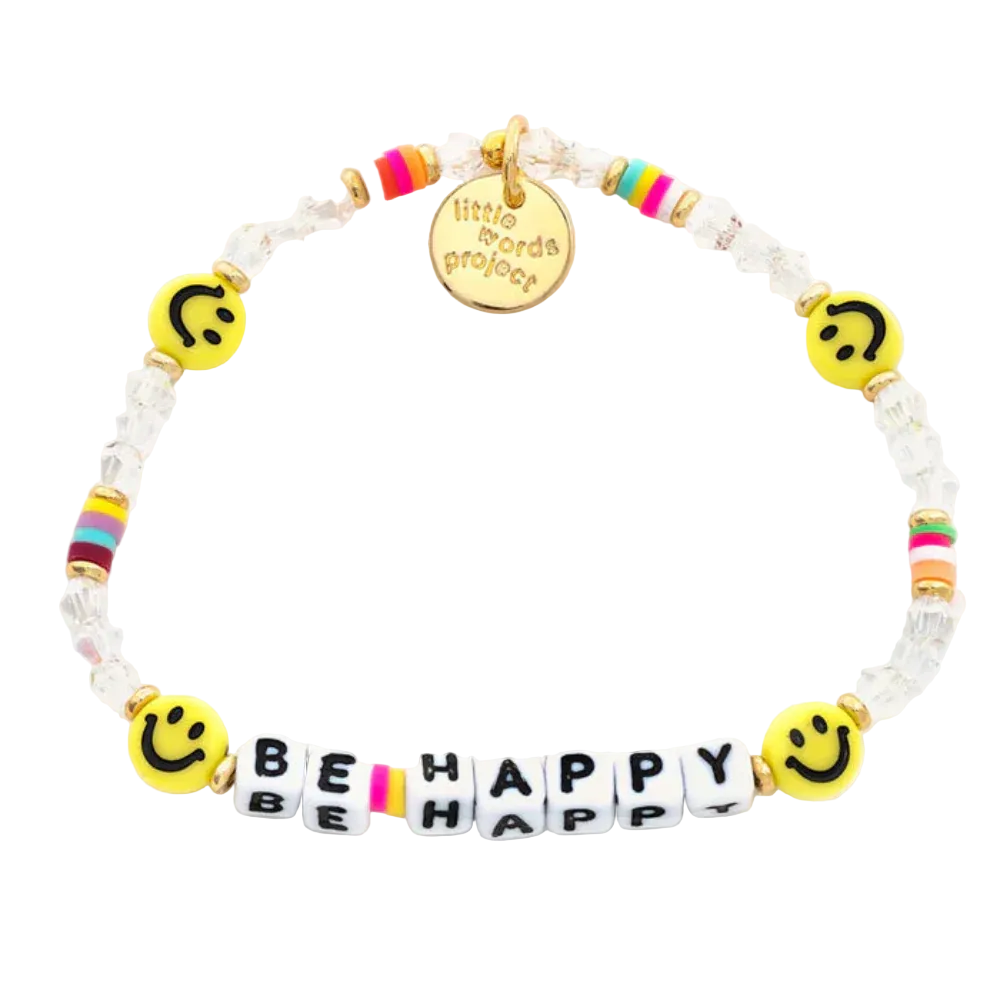 Be Happy Lucky Symbols bracelet inspirational word bracelet