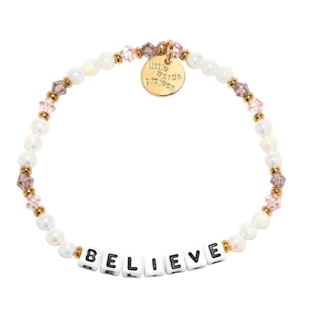 Believe Bubble Bath bracelet M/L inspirational word bracelet by Little Words Project