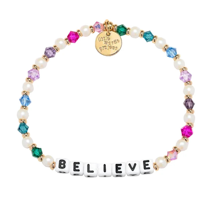 Believe Jewel Queen bracelet M/L inspirational word bracelet by Little Words Project