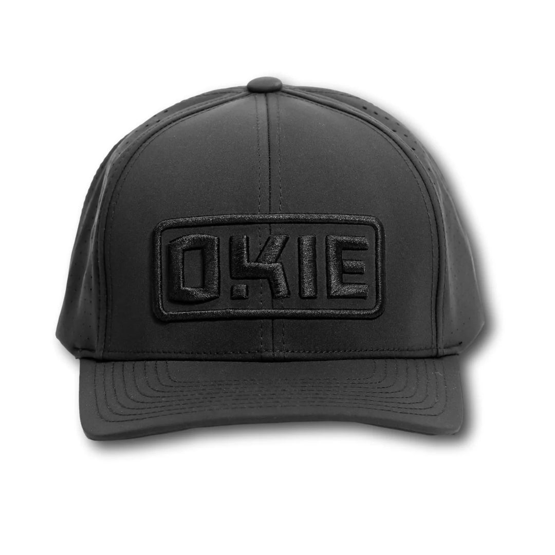 Lightweight black performance cap by The Okie Brand