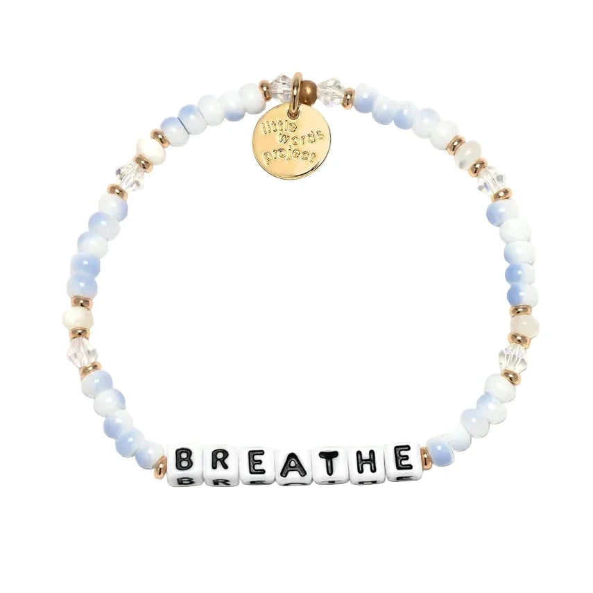 Breathe Cotton Clouds bracelet S/M inspirational word bracelet by Little Words Project