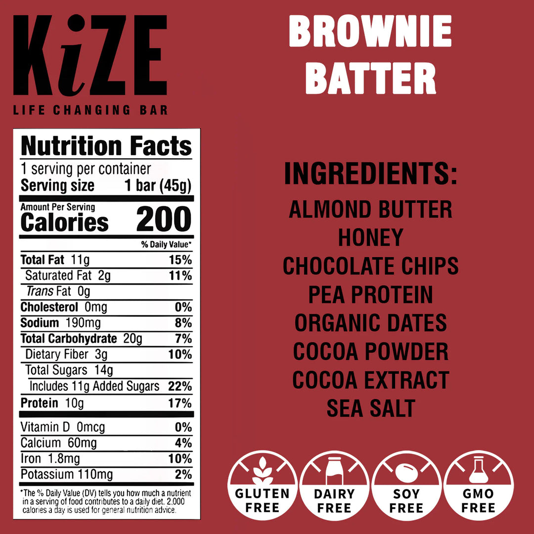 KiZE Brownie Batter Protein Snack Bar