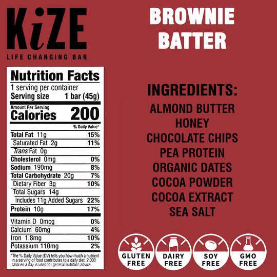 KiZE Brownie Batter Protein Snack Bar