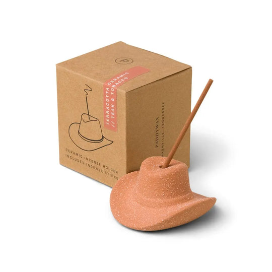 Teakwood Tobacco Cowboy Hat Incense Holder
