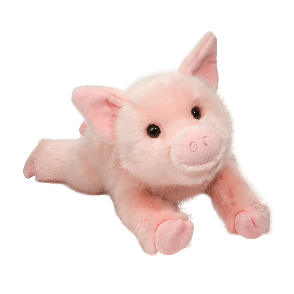 Charlize Floppy Pig stuffed animal by Douglas with soft pink plush