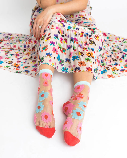 coral heel toe sheer socks