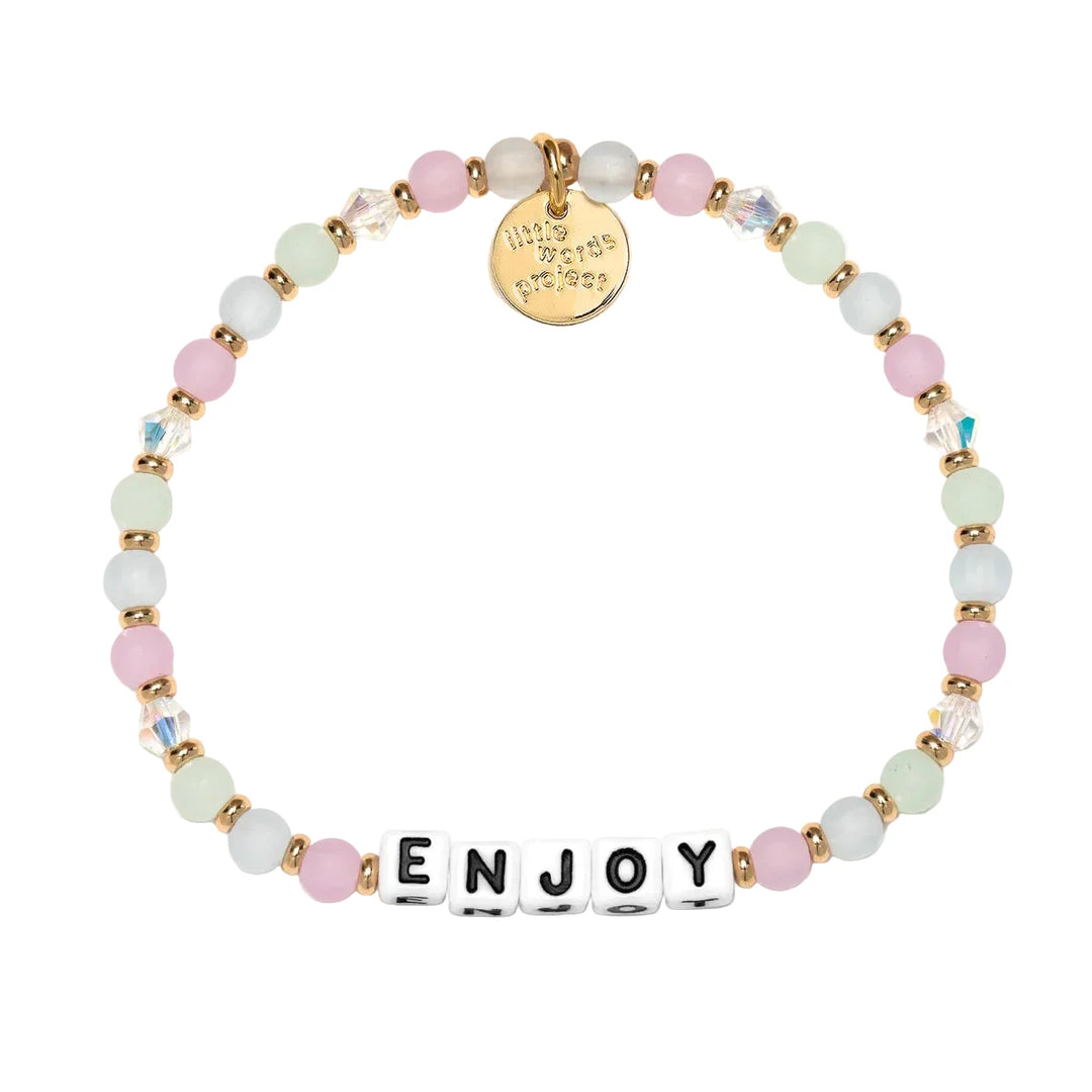 Enjoy Gummy Bear bracelet pink and blue inspirational bracelet by Little Words Project