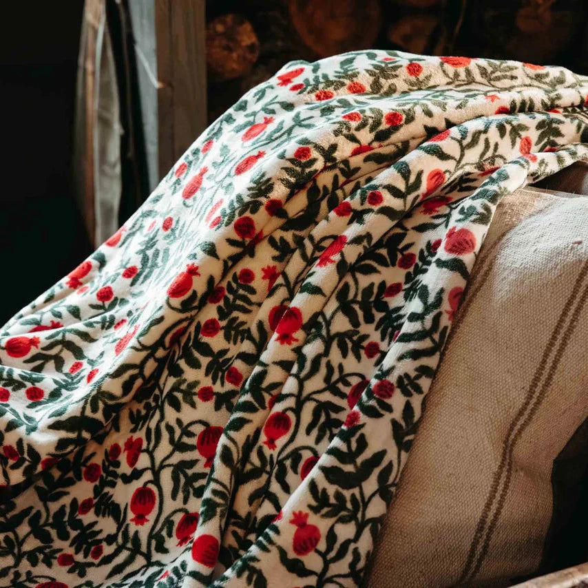 Christmastide Pomegranate Fleece Blanket