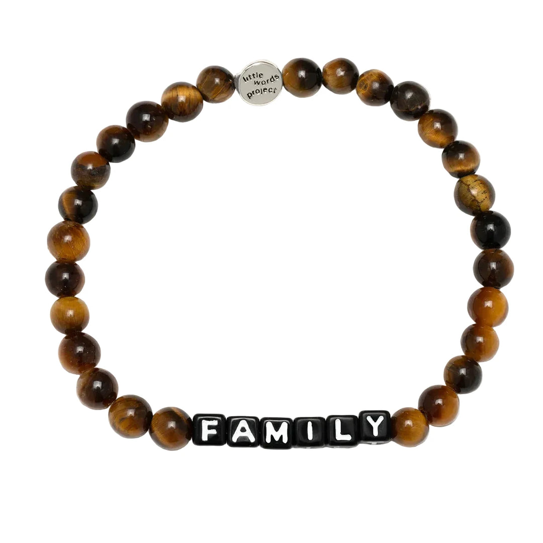 Family Tigereye bracelet L/XL men’s brown black beaded bracelet by Little Words Project