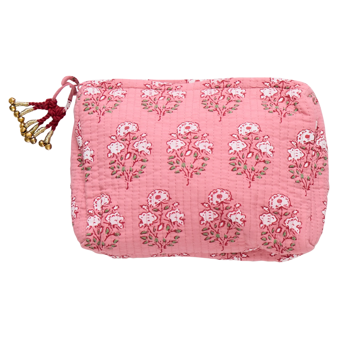 Pink Chicken - Pink Strawflower Quilted Pouch