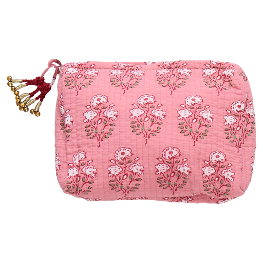 Pink Chicken - Pink Strawflower Quilted Pouch