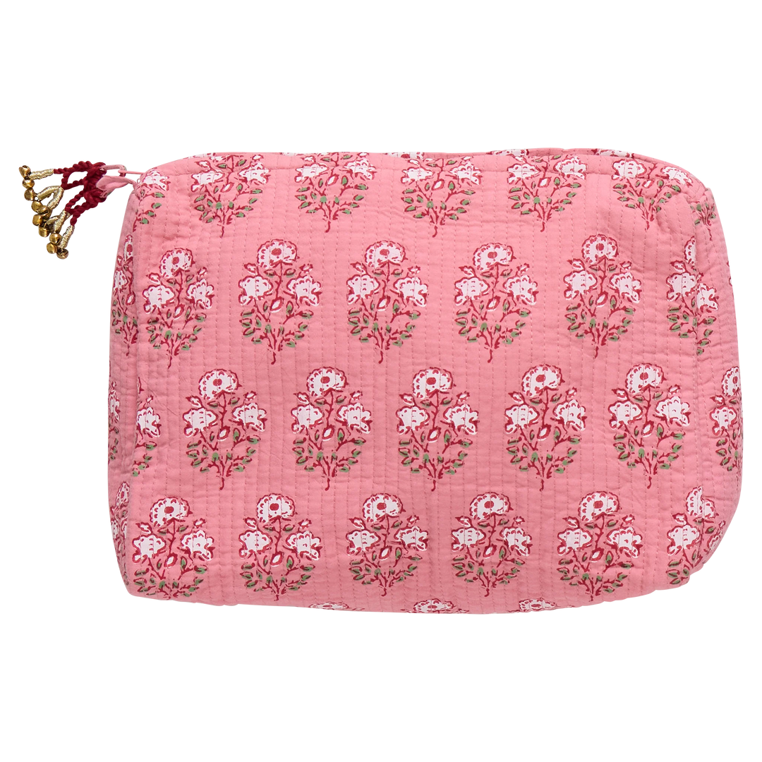 Pink Chicken - Pink Strawflower Quilted Pouch