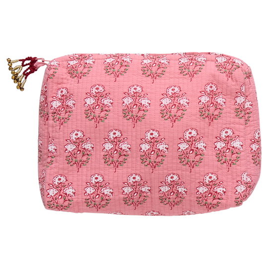 Pink Chicken - Pink Strawflower Quilted Pouch