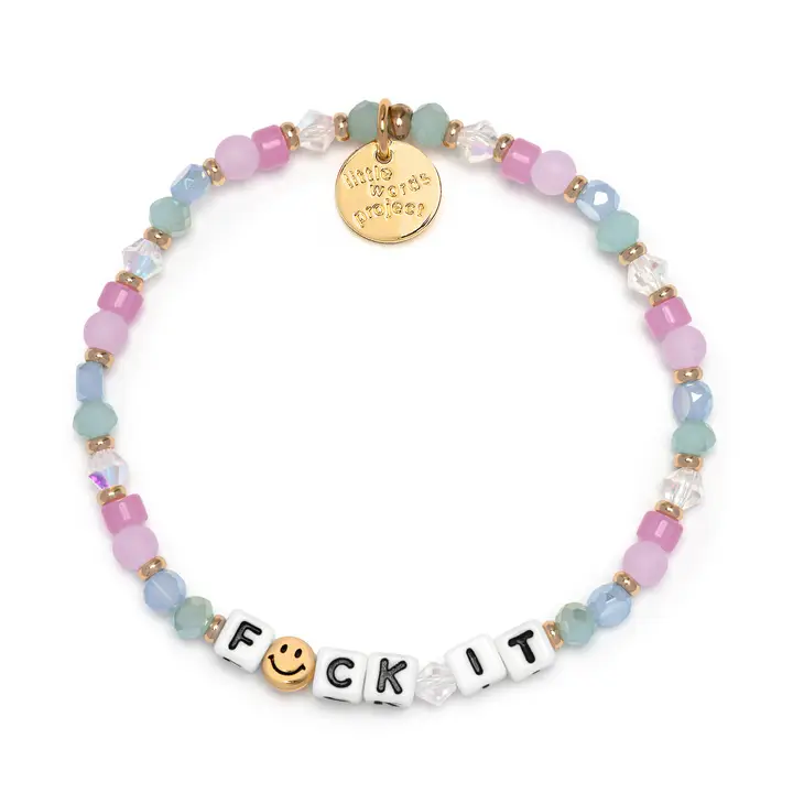 Fuck It Free Spirit bracelet M/L pink blue and white beaded bracelet by Little Words Project