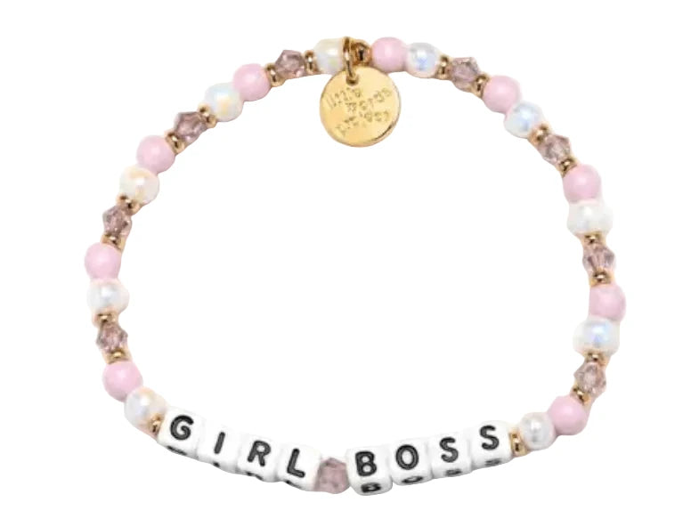 Girl Boss Cotton Candy Skies bracelet S/M pink and white inspirational bracelet by Little Words Project