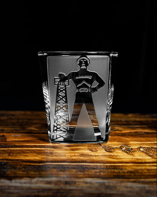 Golden Driller Rocks Glass