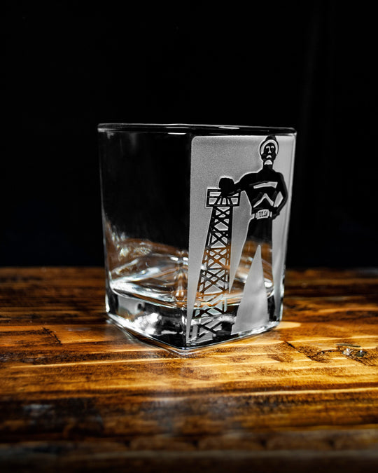 Golden Driller Rocks Glass