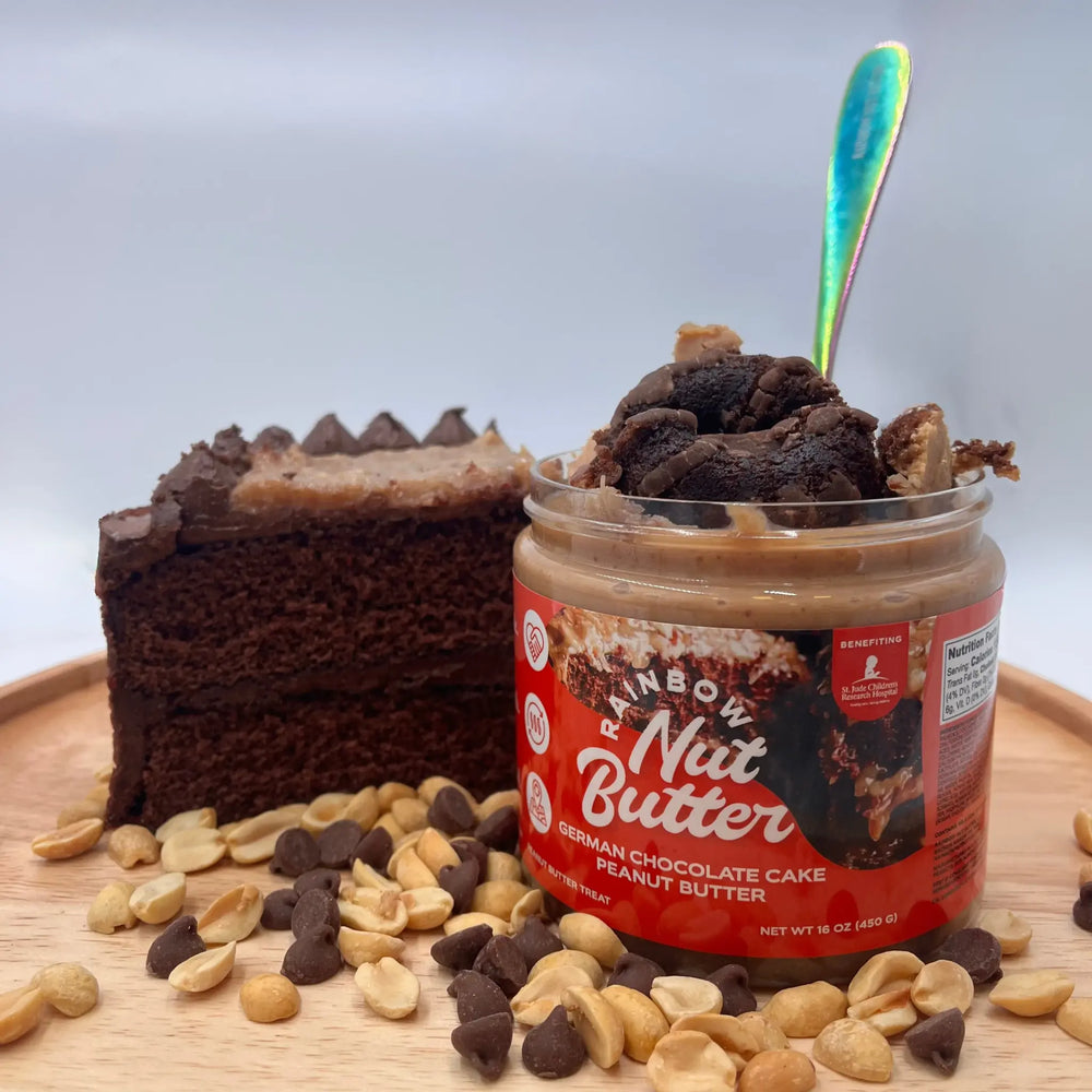 German Chocolate Cake inspired peanut butter spread jar