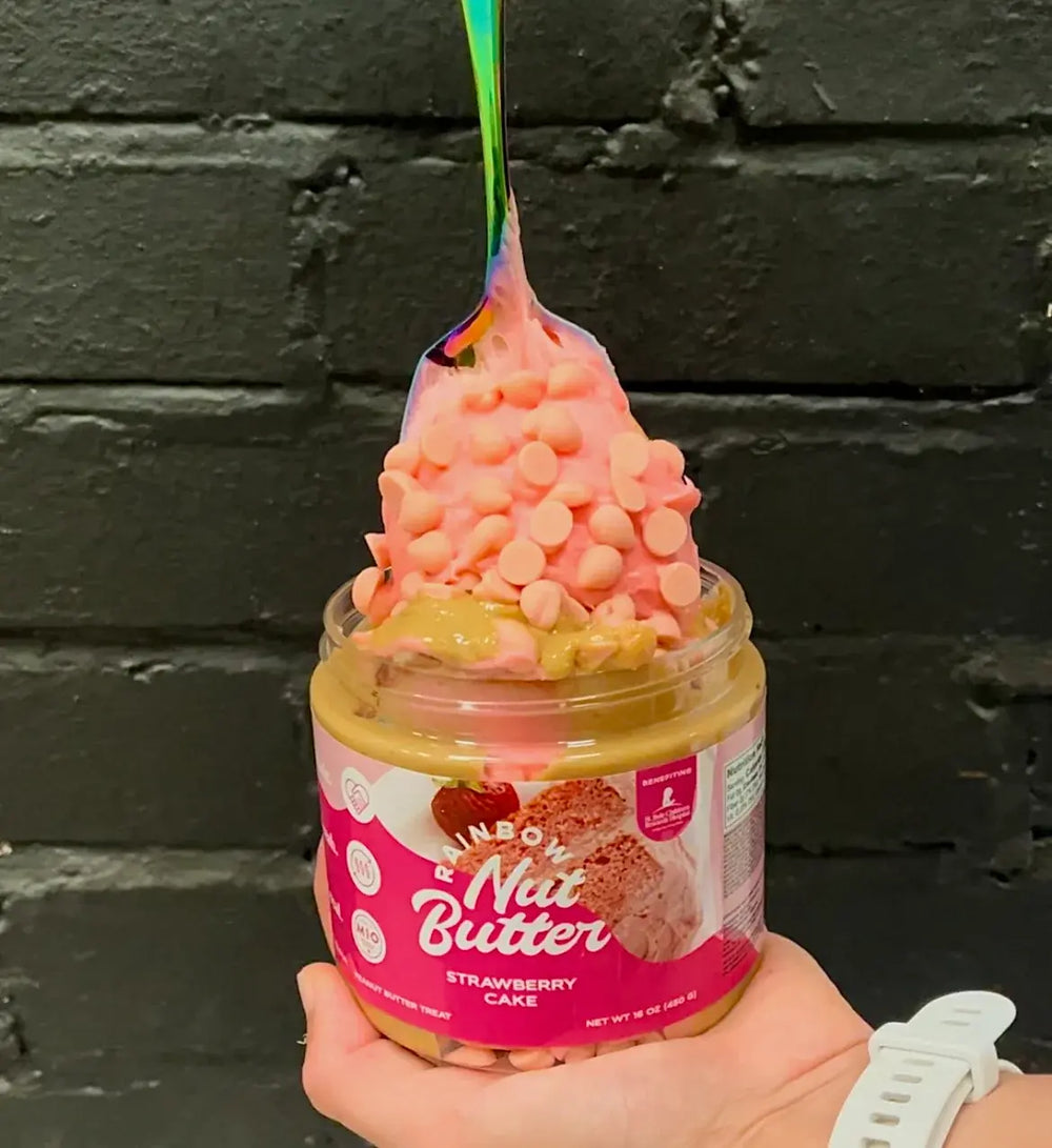 Strawberry Cake inspired peanut butter spread by Rainbow Nut Butter