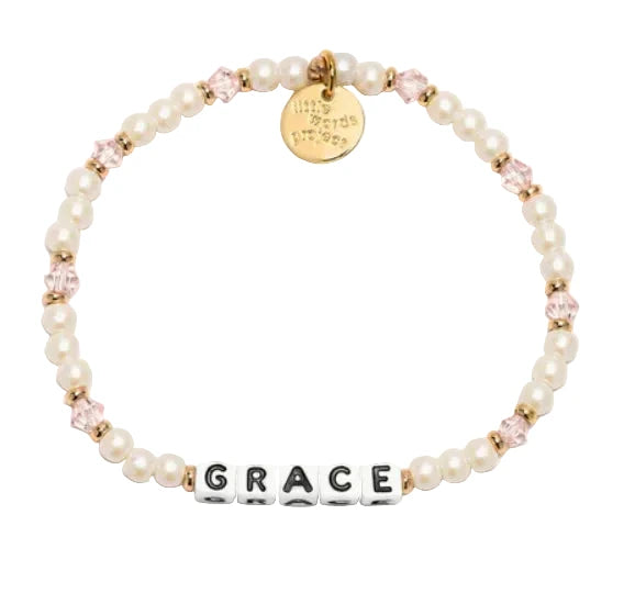 Grace Air Spun bracelet pearl and pink beaded bracelet by Little Words Project
