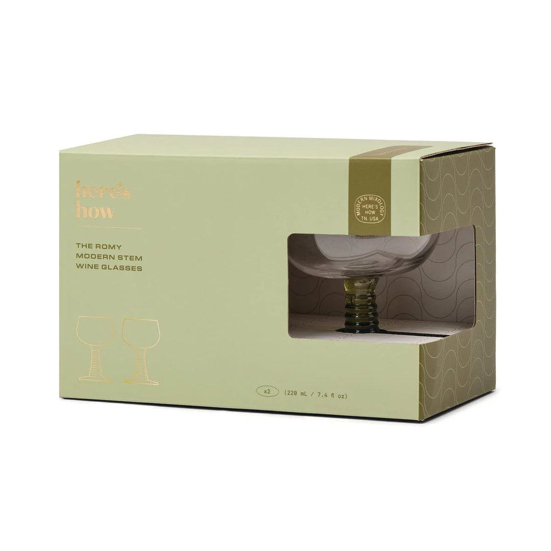 Romy Wine Glass Set in Olive