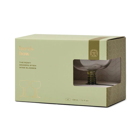 Romy Wine Glass Set in Olive