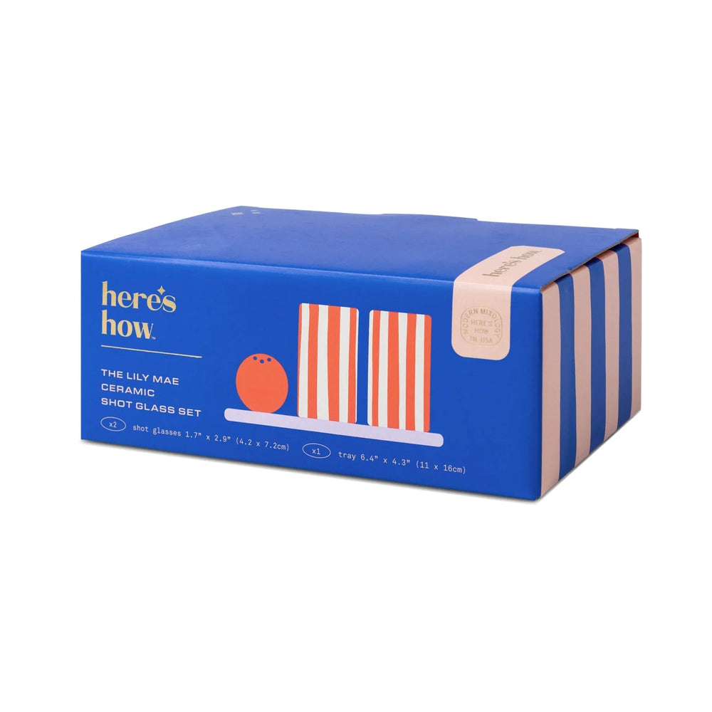 Lily Mae Shot Glass Set with Tray and Shaker in Poppy and Lilac