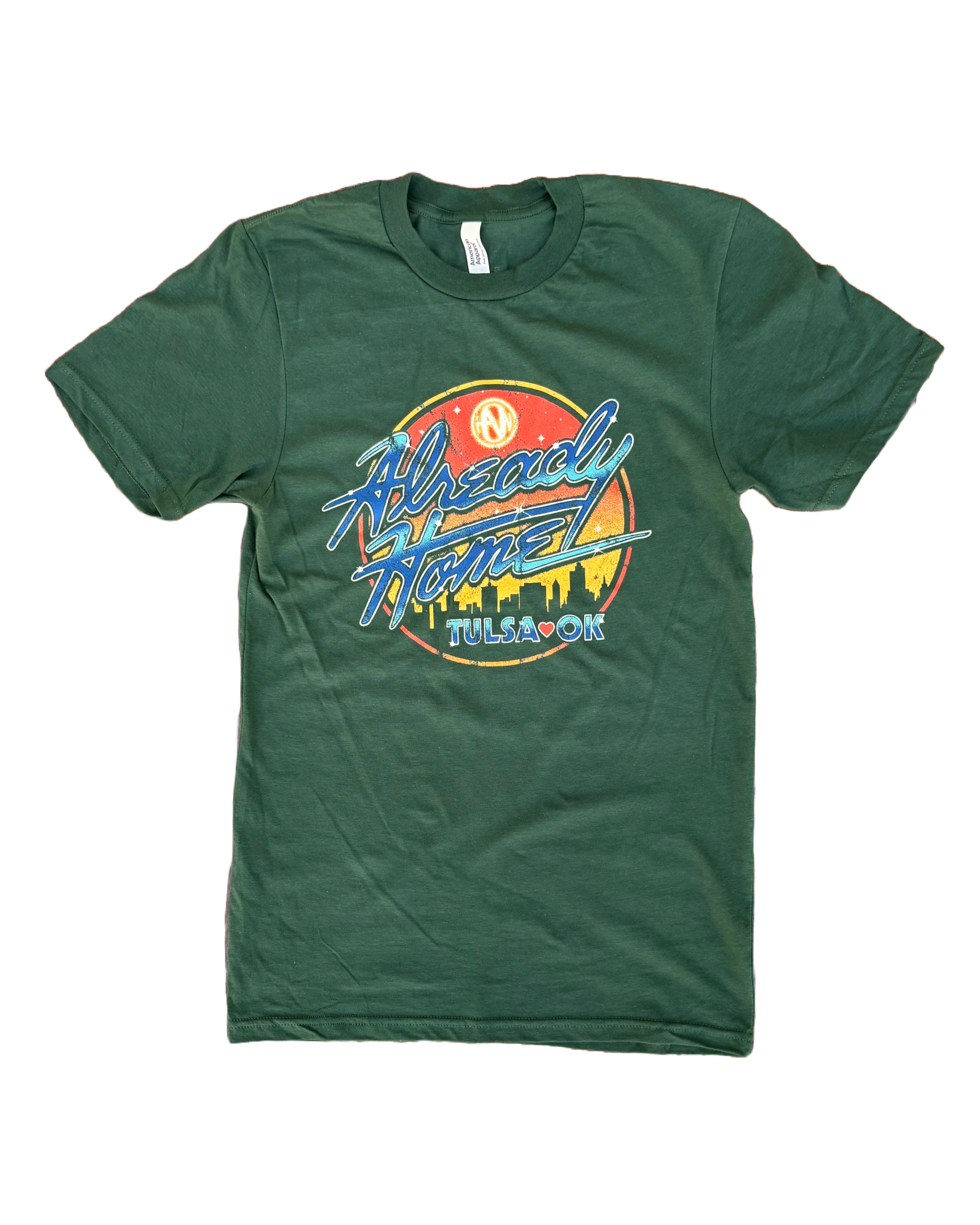 Green Hanson “Already Home” Tulsa OK t-shirt with vintage-inspired graphic, official licensed band merchandise.