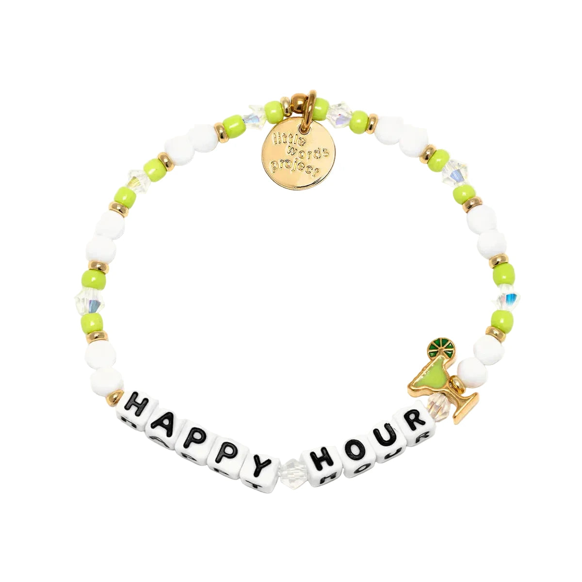 Happy Hour Margarita bracelet white and lime green bracelet with margarita charm by Little Words Project