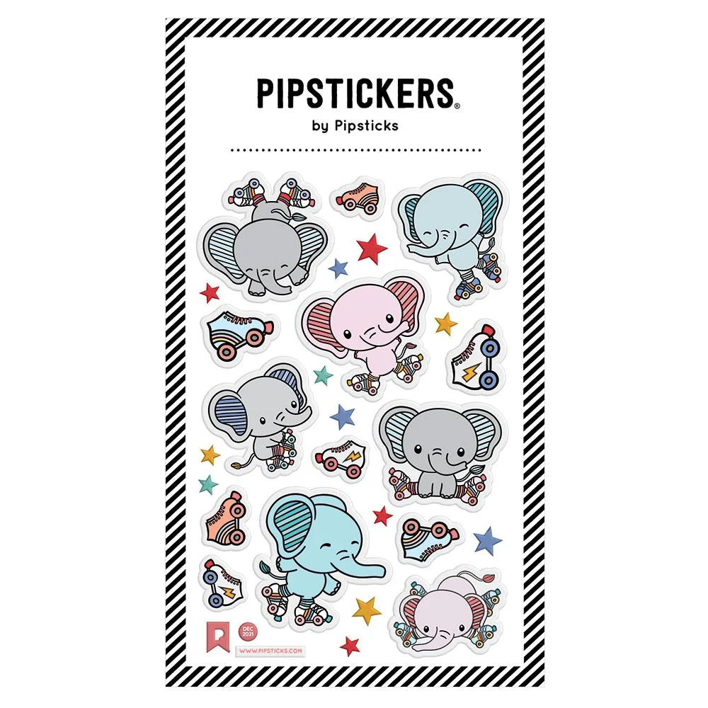 Skating Elephants Puffy Sticker Sheet