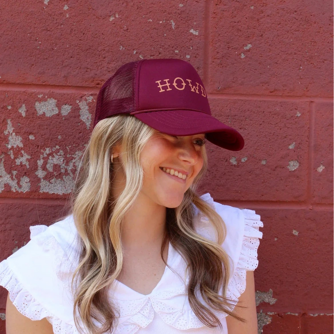 Howdy Maroon Trucker Hat