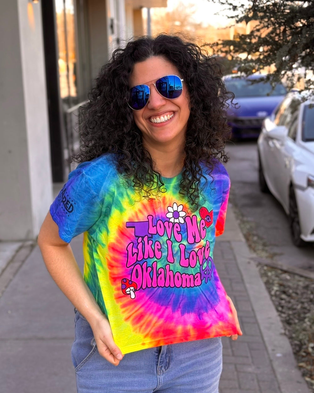 Love Me Like I Love Oklahoma Tie-Dye Crop Tshirt