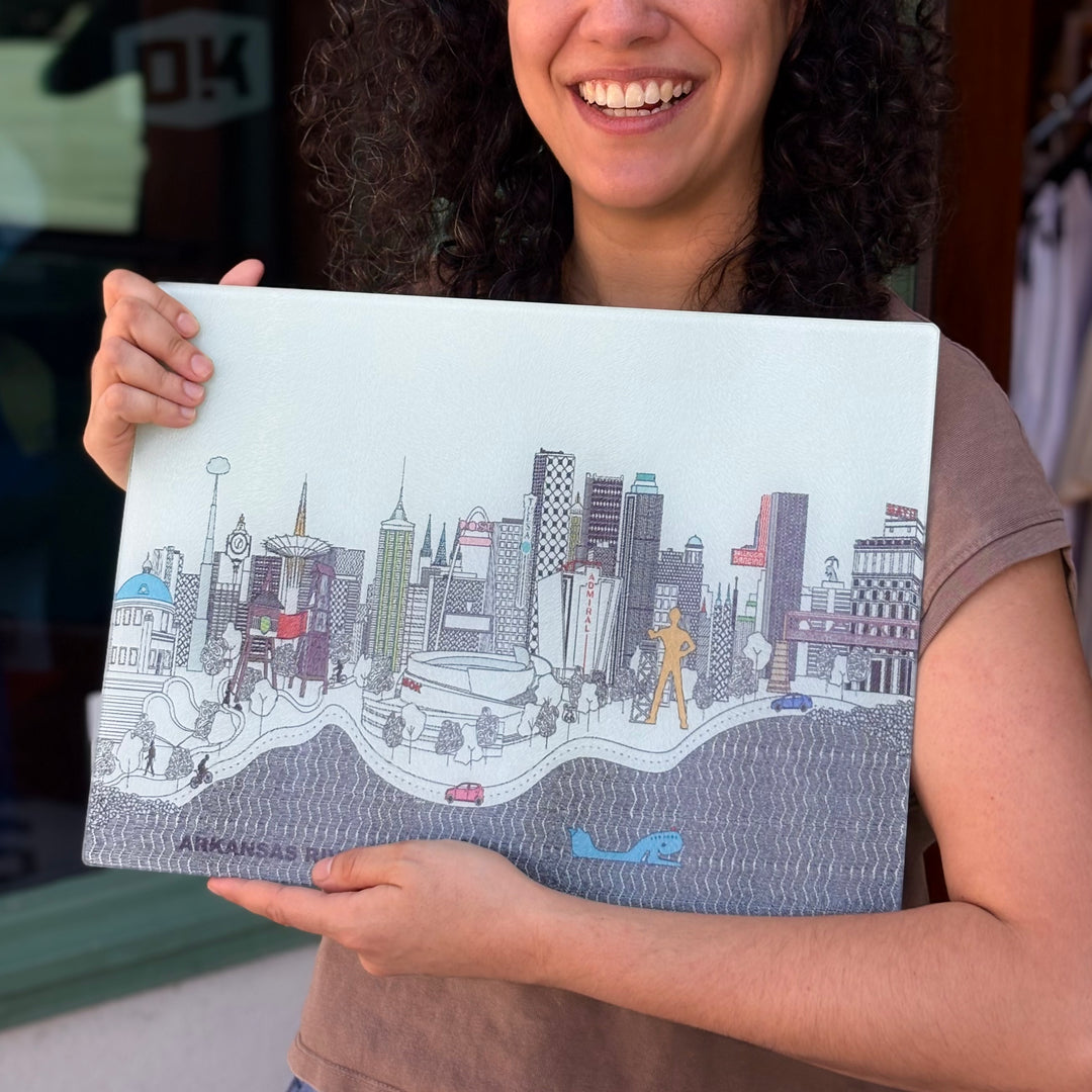 Tulsa Skyline Glass Cutting Board